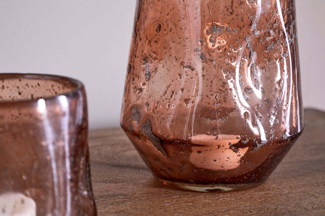 Linora Recycled Glass Tealight Holder Terracotta