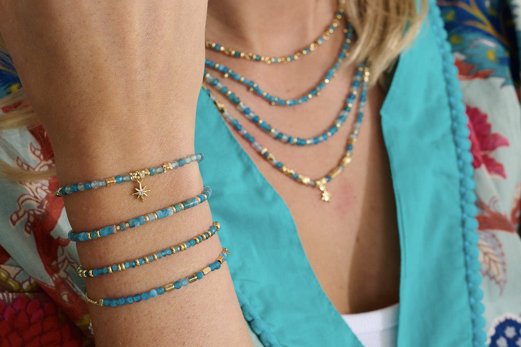 Liv Apatite & Gold Beaded Slider Bracelet