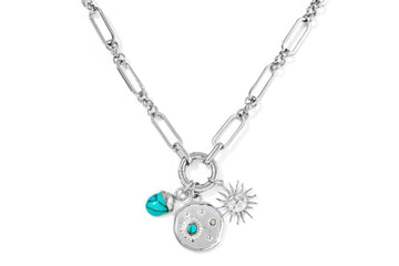 Luma Turquoise Howlite Detachable Charm Pendant Polished Steel Necklace
