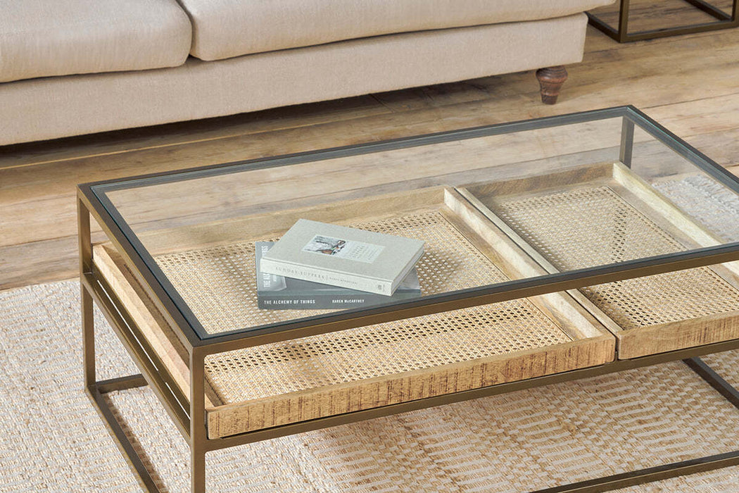 Luzon Iron Mango Wood Display Coffee Table Brass