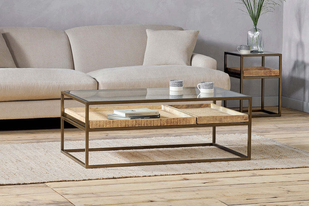 Luzon Iron Mango Wood Display Coffee Table Brass