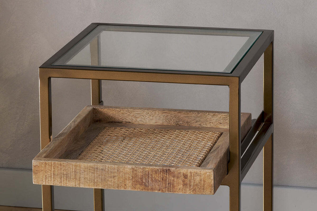 Luzon Iron Mango Wood Display Side Table Brass