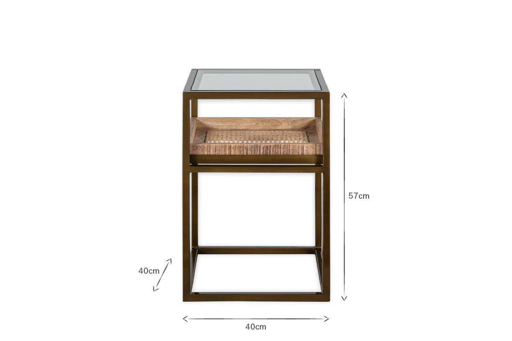 Luzon Iron Mango Wood Display Side Table Brass