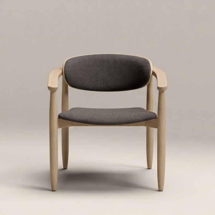 Emrik Stackable Wooden Carver Dining Chair Upholstered Seat & Mixed Material Backrest