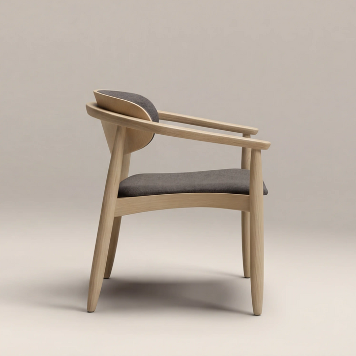 Emrik Stackable Wooden Carver Dining Chair Upholstered Seat & Mixed Material Backrest