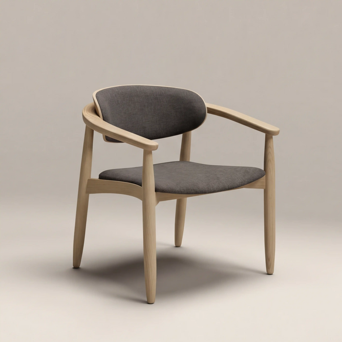 Emrik Stackable Wooden Carver Dining Chair Upholstered Seat & Mixed Material Backrest
