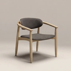 Emrik Stackable Wooden Carver Dining Chair | Upholstered Seat & Mixed Material Backrest