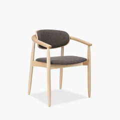 Emrik Wooden Carver Dining Chair | Upholstered Seat & Mixed Material Backrest