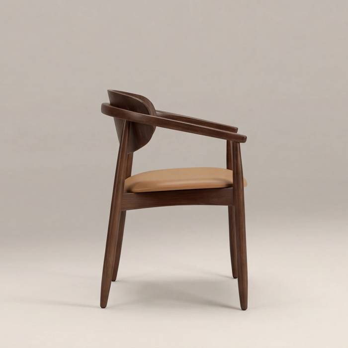 Emrik Wooden Carver Dining Chair Upholstered Seat & Wide Backrest