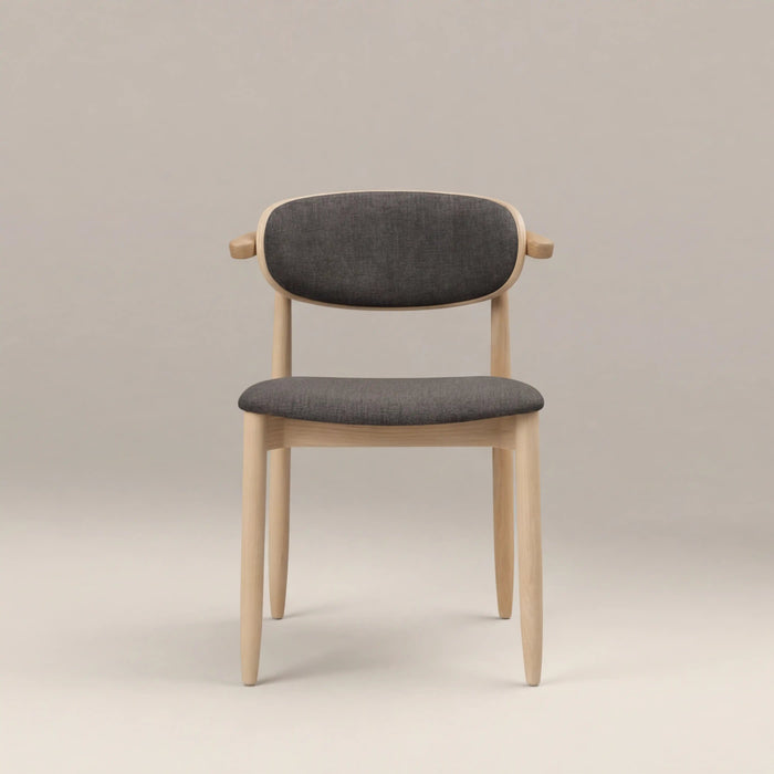 Emrik Wooden Dining Chair Upholstered Seat & Mixed Material Backrest