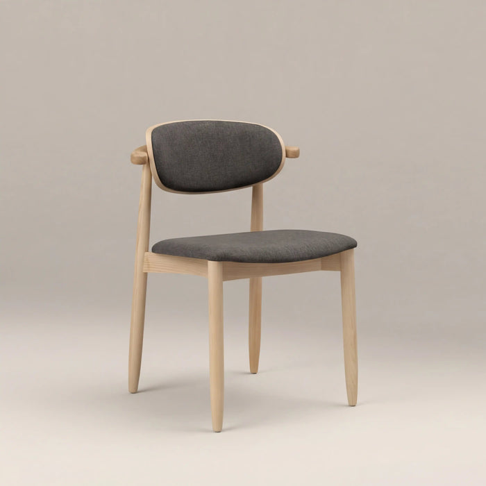 Emrik Wooden Dining Chair Upholstered Seat & Mixed Material Backrest