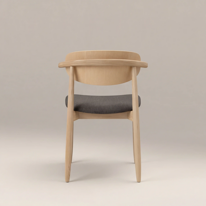 Emrik Wooden Dining Chair Upholstered Seat & Mixed Material Backrest