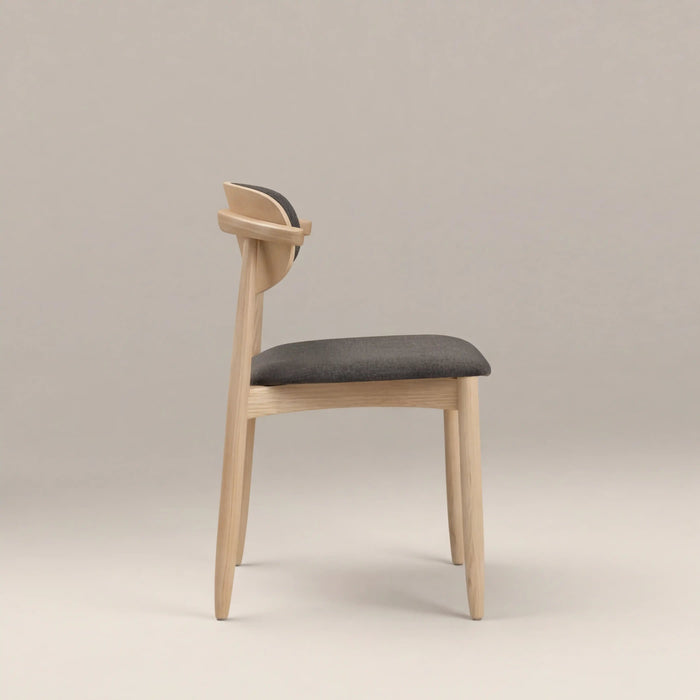 Emrik Wooden Dining Chair Upholstered Seat & Mixed Material Backrest