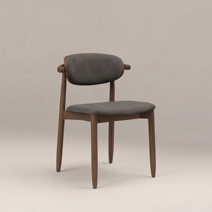Emrik Wooden Dining Chair Upholstered Seat & Mixed Material Backrest