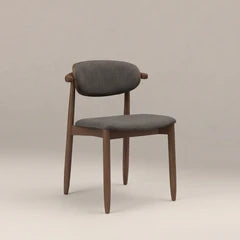 Emrik Wooden Dining Chair | Upholstered Seat & Mixed Material Backrest