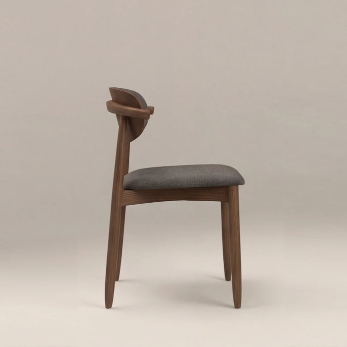 Emrik Wooden Dining Chair Upholstered Seat & Mixed Material Backrest