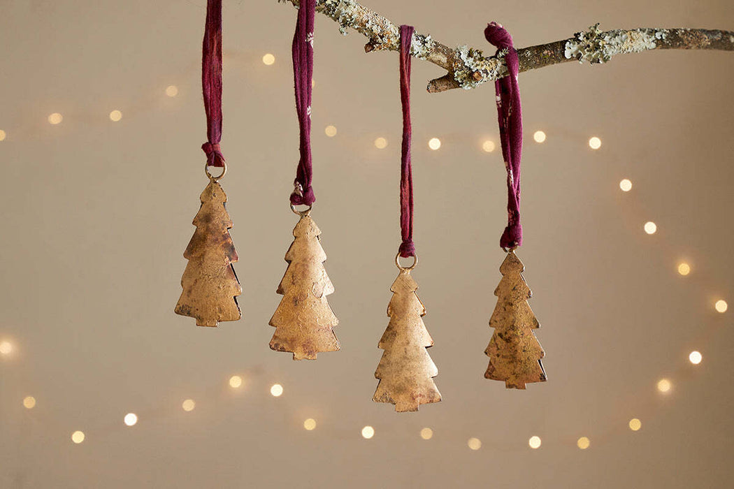 Mishti Tree Baubles Antique Brass Small Set Of 4
