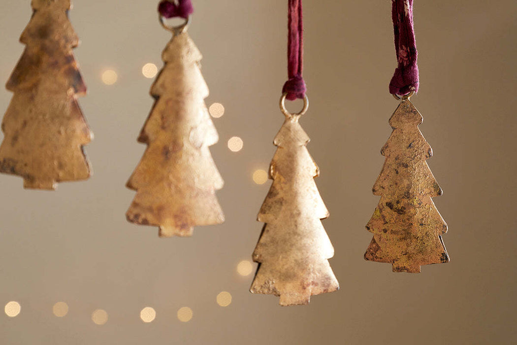 Mishti Tree Baubles Antique Brass Small Set Of 4
