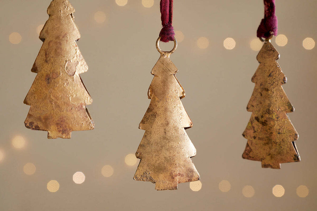 Mishti Tree Baubles Antique Brass Small Set Of 4