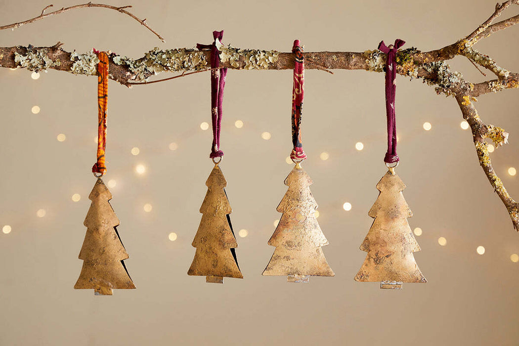 Mishti Tree Baubles Antique Brass Large Set Of 4