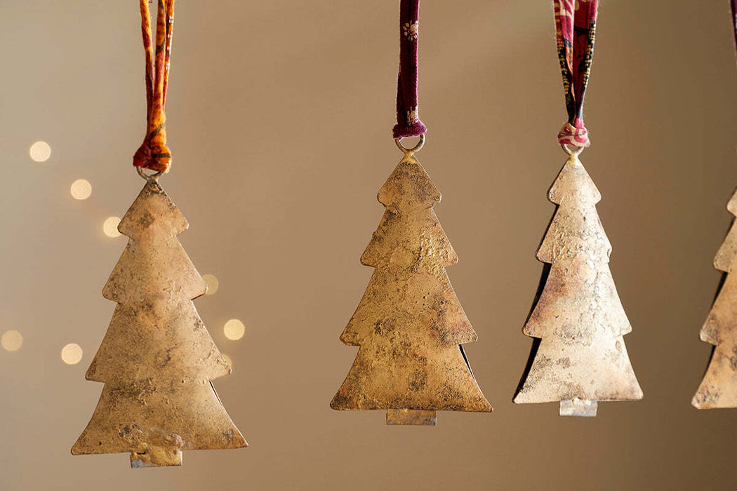 Mishti Tree Baubles Antique Brass Large Set Of 4