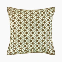 Nexo Square Cushion | Whiskey Brown & Cream Fabric