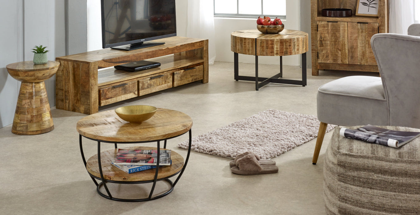 Solid Wood Round Side Table Mushroom Style elegant and Versatile