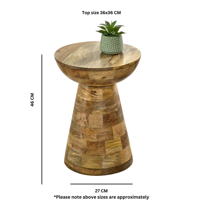 Solid Wood Round Side Table Mushroom Style elegant and Versatile