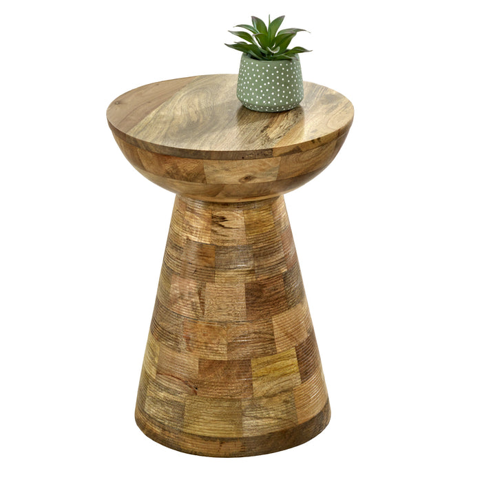 Solid Wood Round Side Table Mushroom Style elegant and Versatile