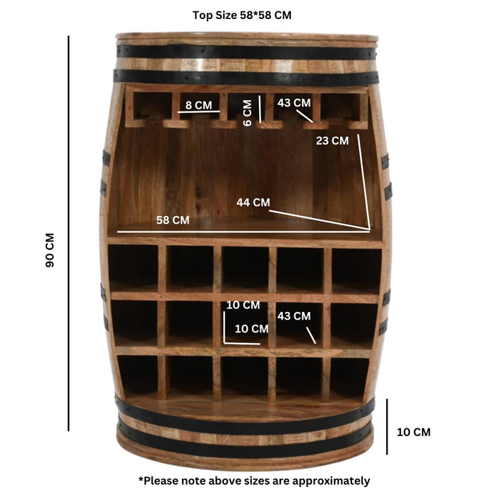 Surrey Solid Dark Wood Barrel Wine Sideboard