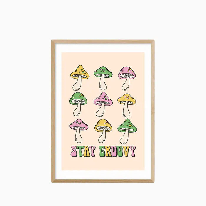 Stay Groovy Mushroom Graphic Print