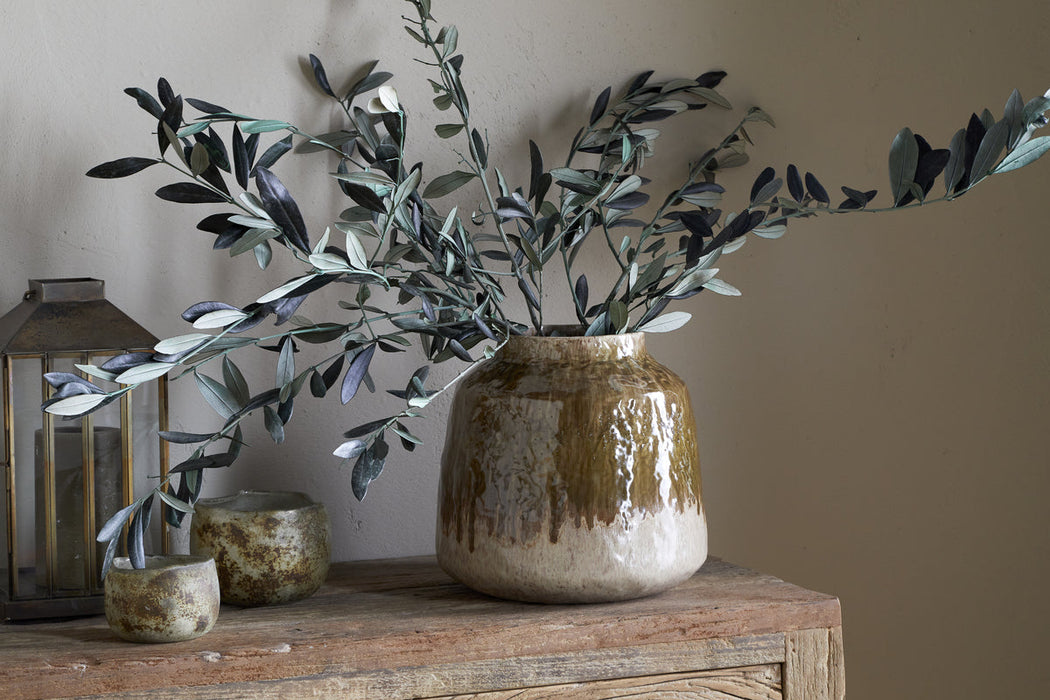 Melina Reactive Glaze Vase Olive Natural