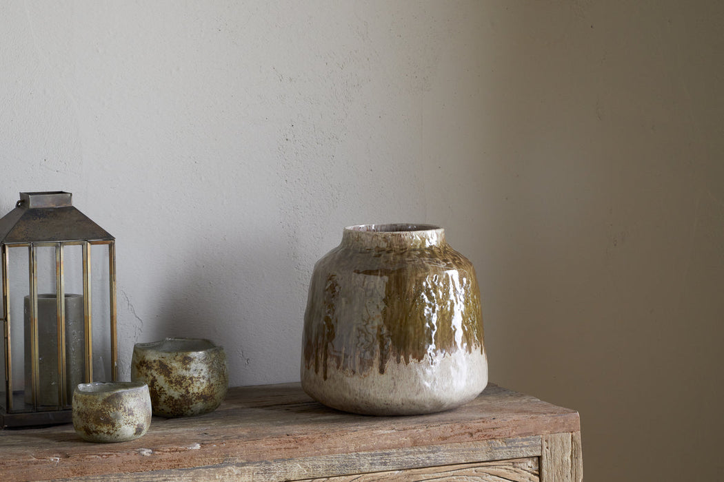 Melina Reactive Glaze Vase Olive Natural