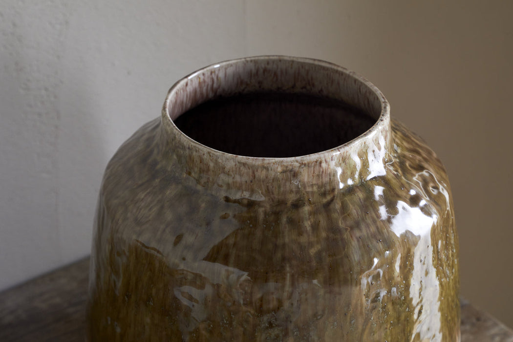 Melina Reactive Glaze Vase Olive Natural