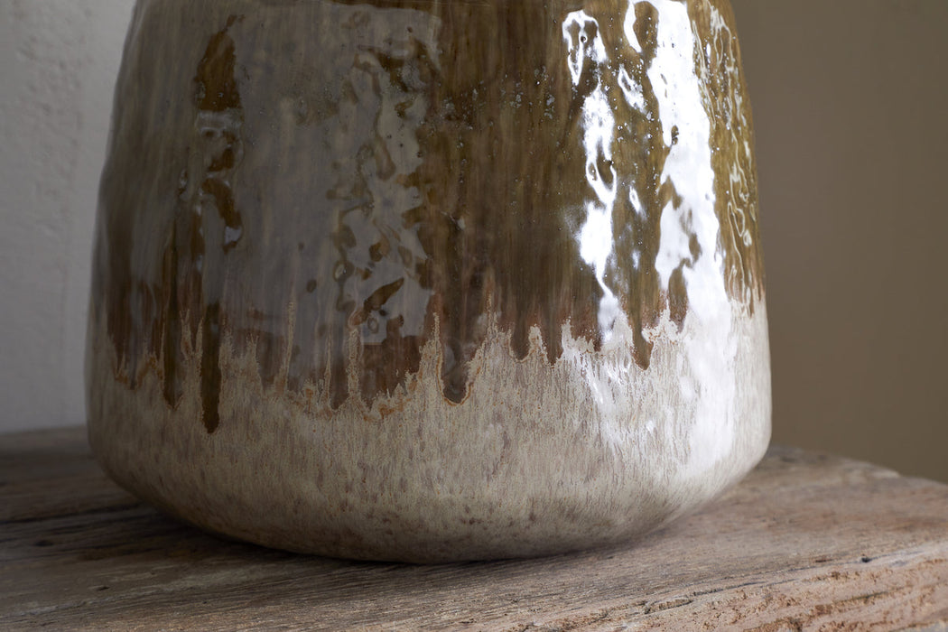 Melina Reactive Glaze Vase Olive Natural