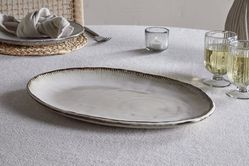 Malia Large Oval Platter - Cream