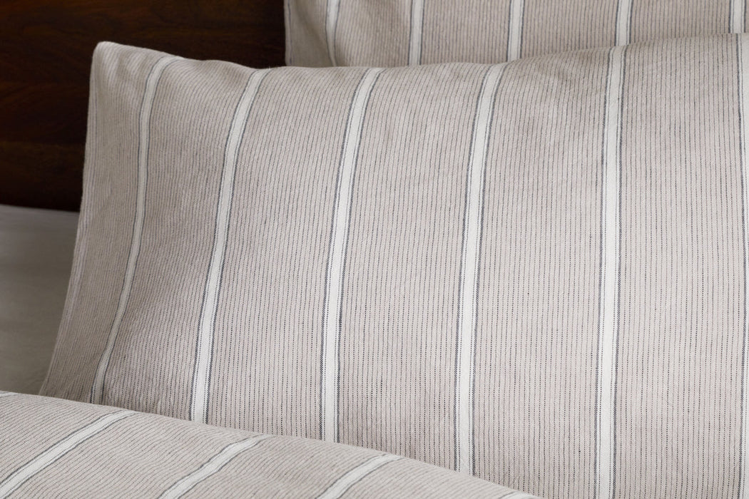 Mora Hemp Cotton Housewife Pillowcases Stone Grey