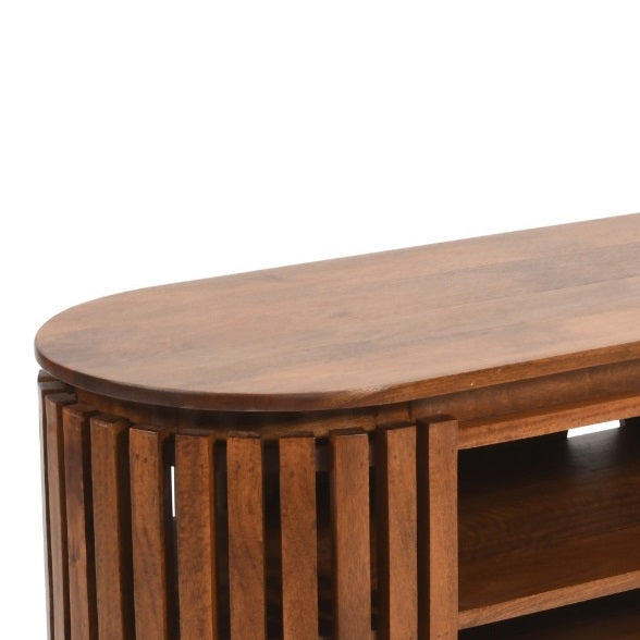 Slatted Mango Wood TV Cabinet