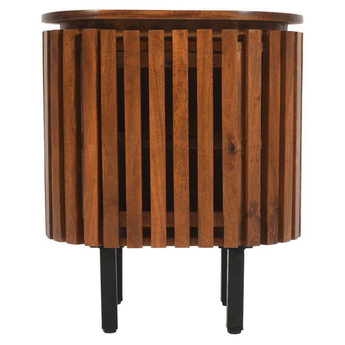 Slatted Mango Wood Bedside Table