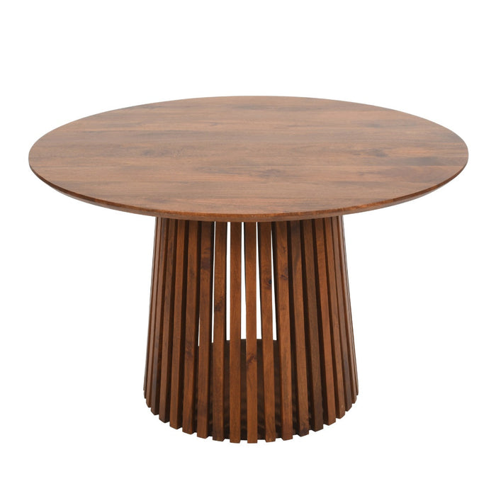 Slatted Mango Wood Round Dining Table
