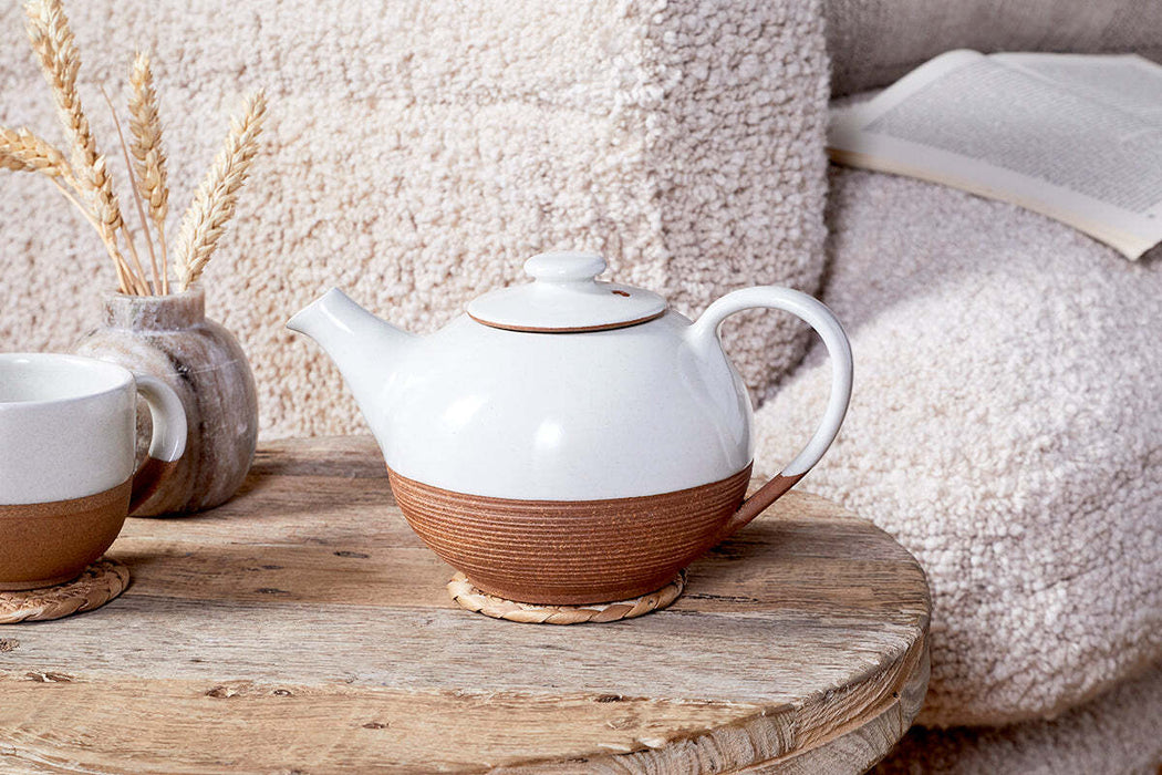 Mali Ribbed Teapot White