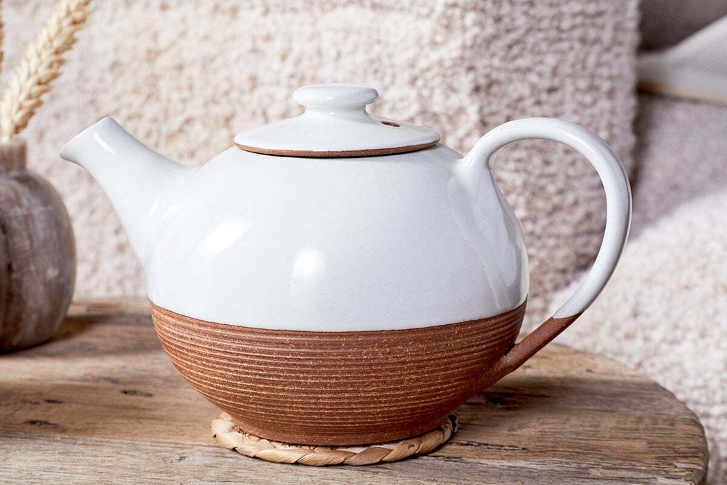 Mali Ribbed Teapot White