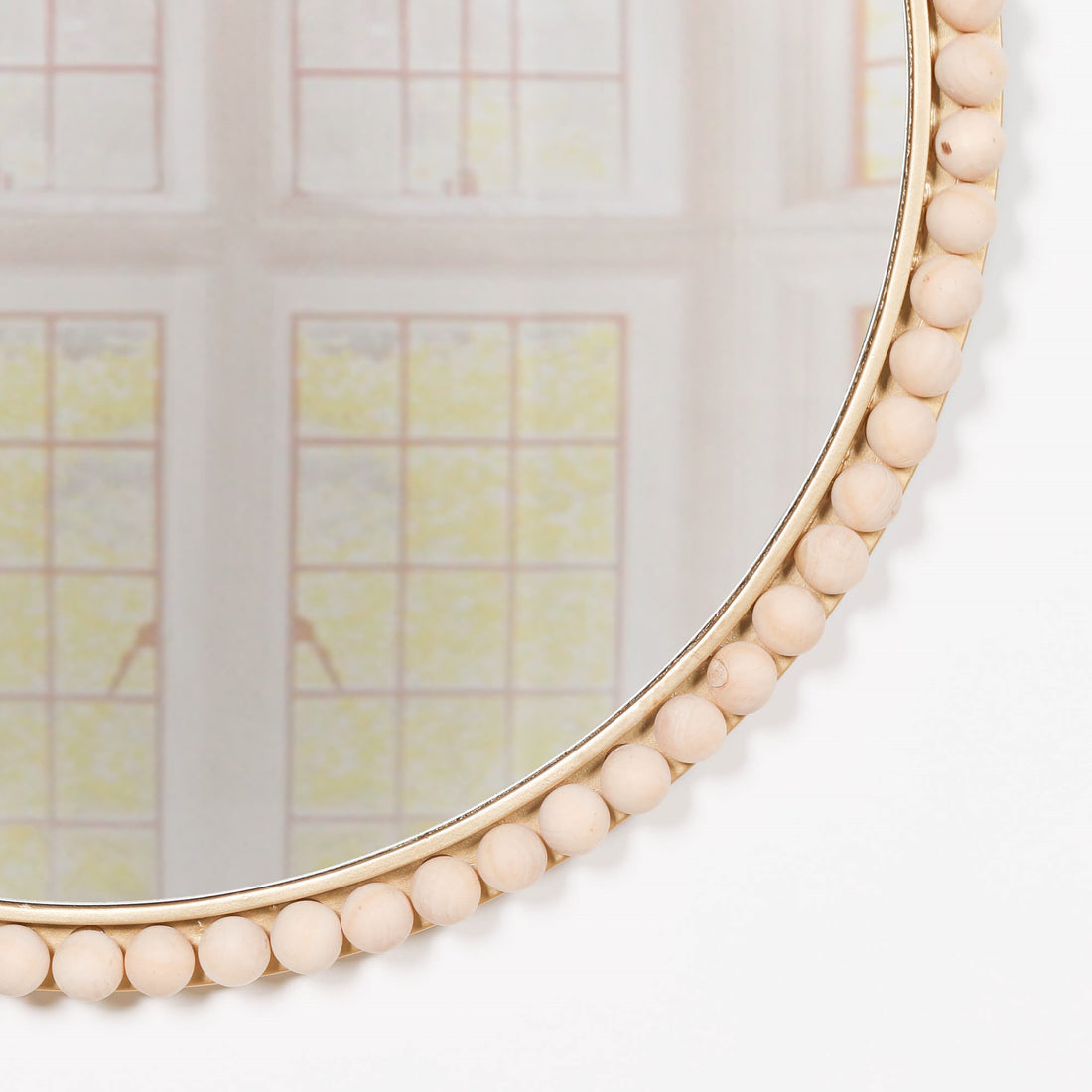 Wooden Bobble Round Wall Mirror