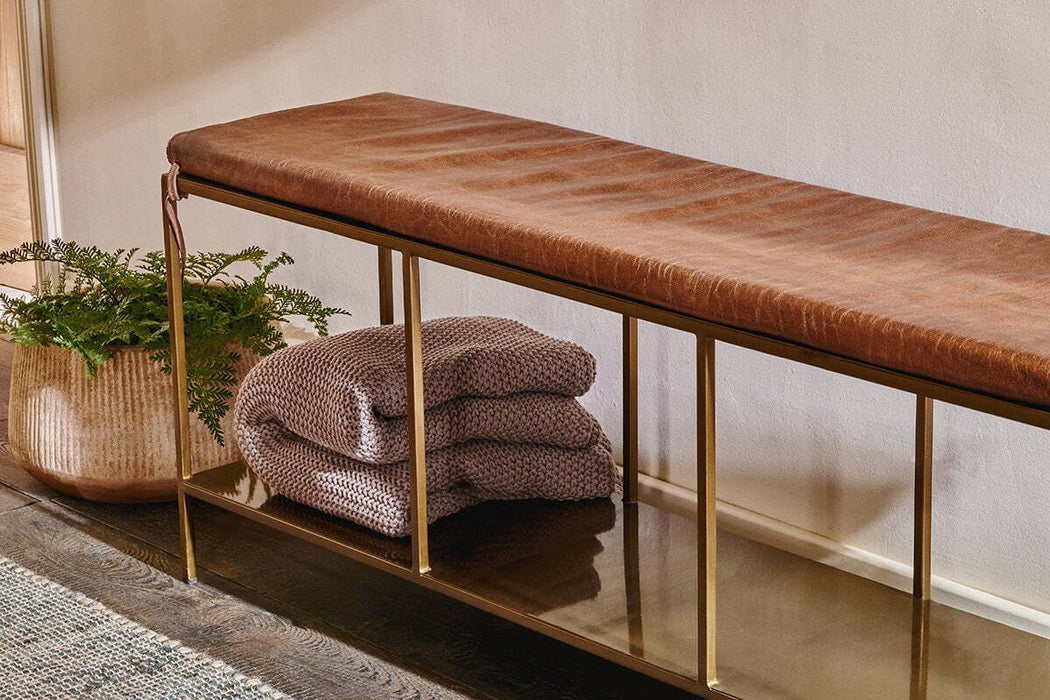 Mahi Iron Leather Bench