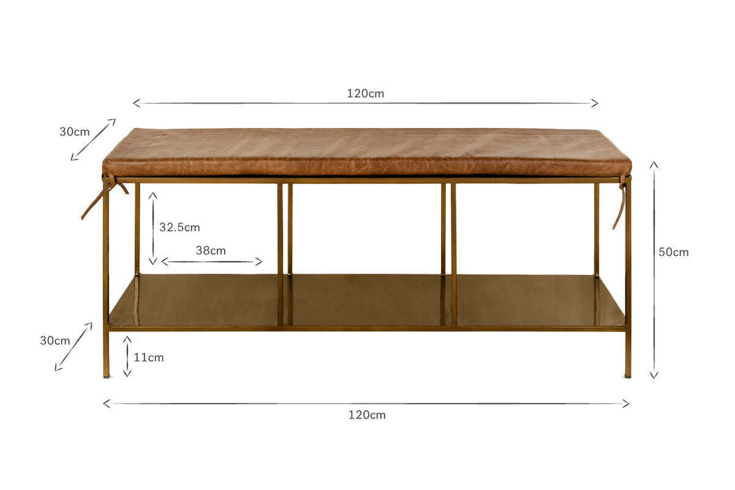 Mahi Iron Leather Bench