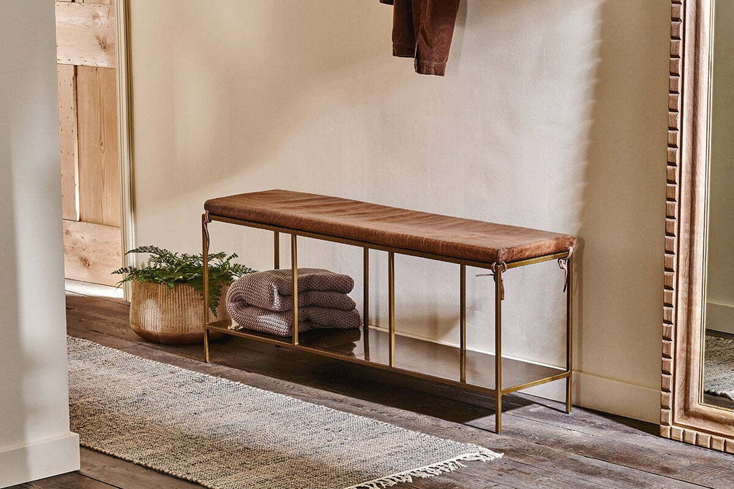 Mahi Iron Leather Bench