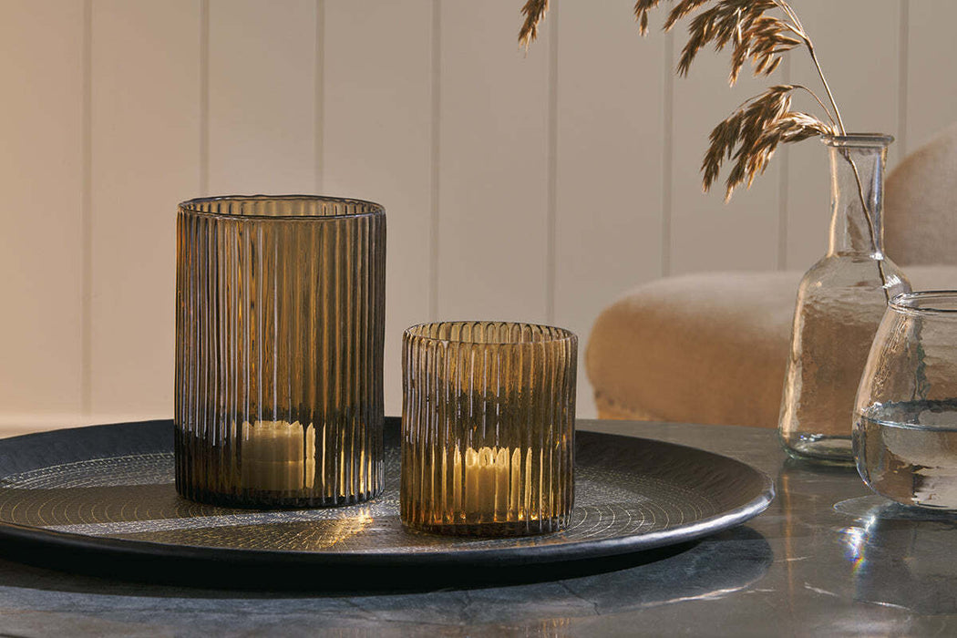 Malana Recycled Glass Candle Holder Smoke Brown