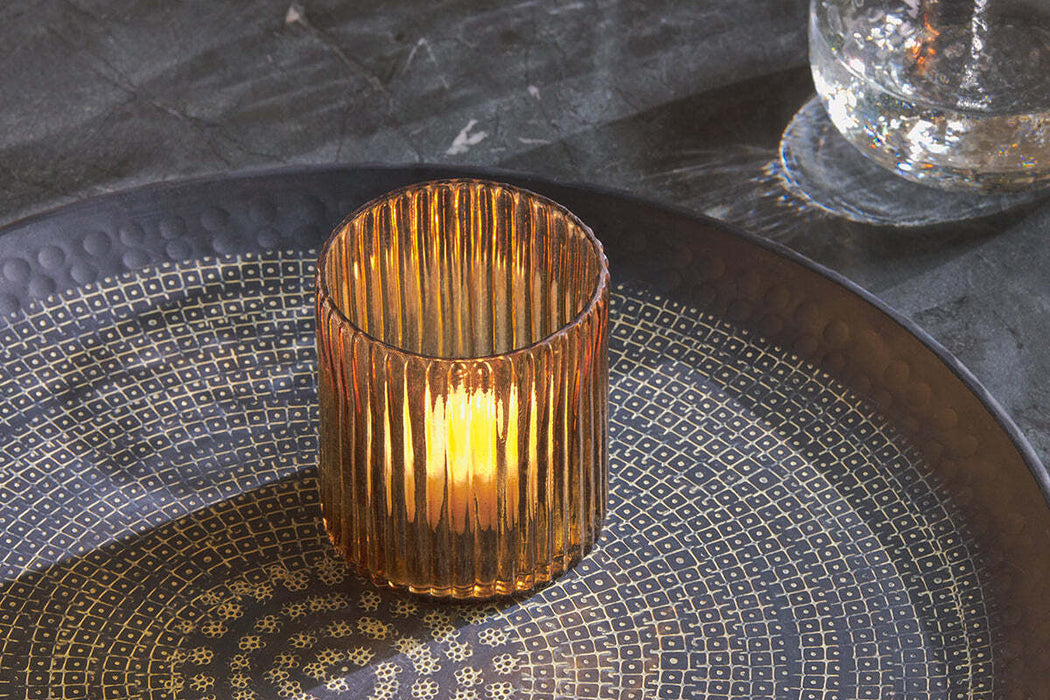 Malana Recycled Glass Candle Holder Smoke Brown