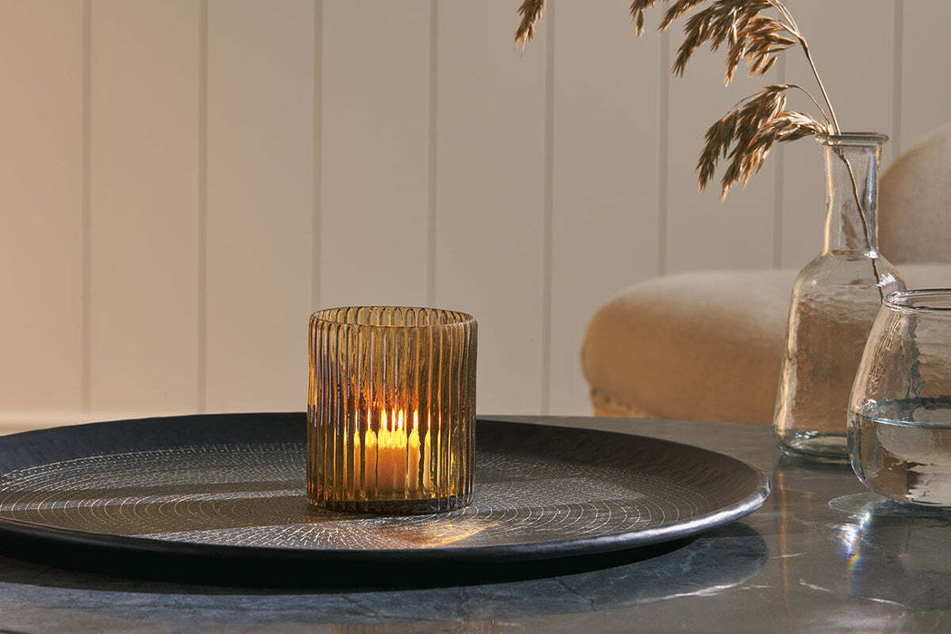 Malana Recycled Glass Candle Holder Smoke Brown