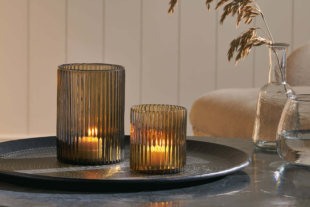 Malana Recycled Glass Candle Holder Smoke Brown